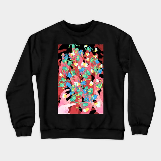 Finger Puppet Fight Crewneck Sweatshirt by ceechow